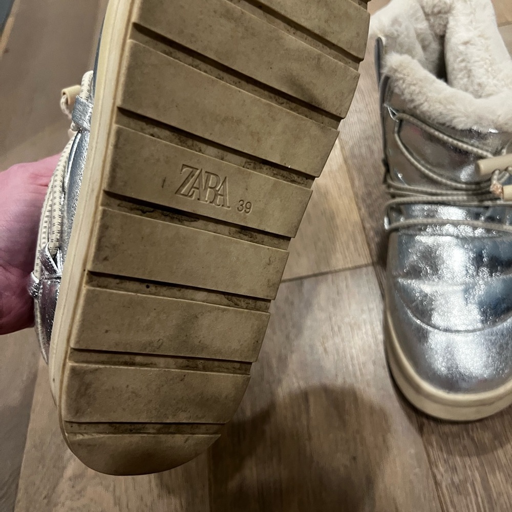 Zara Metallic Silver Platform Sandals - Picture 3 of 5